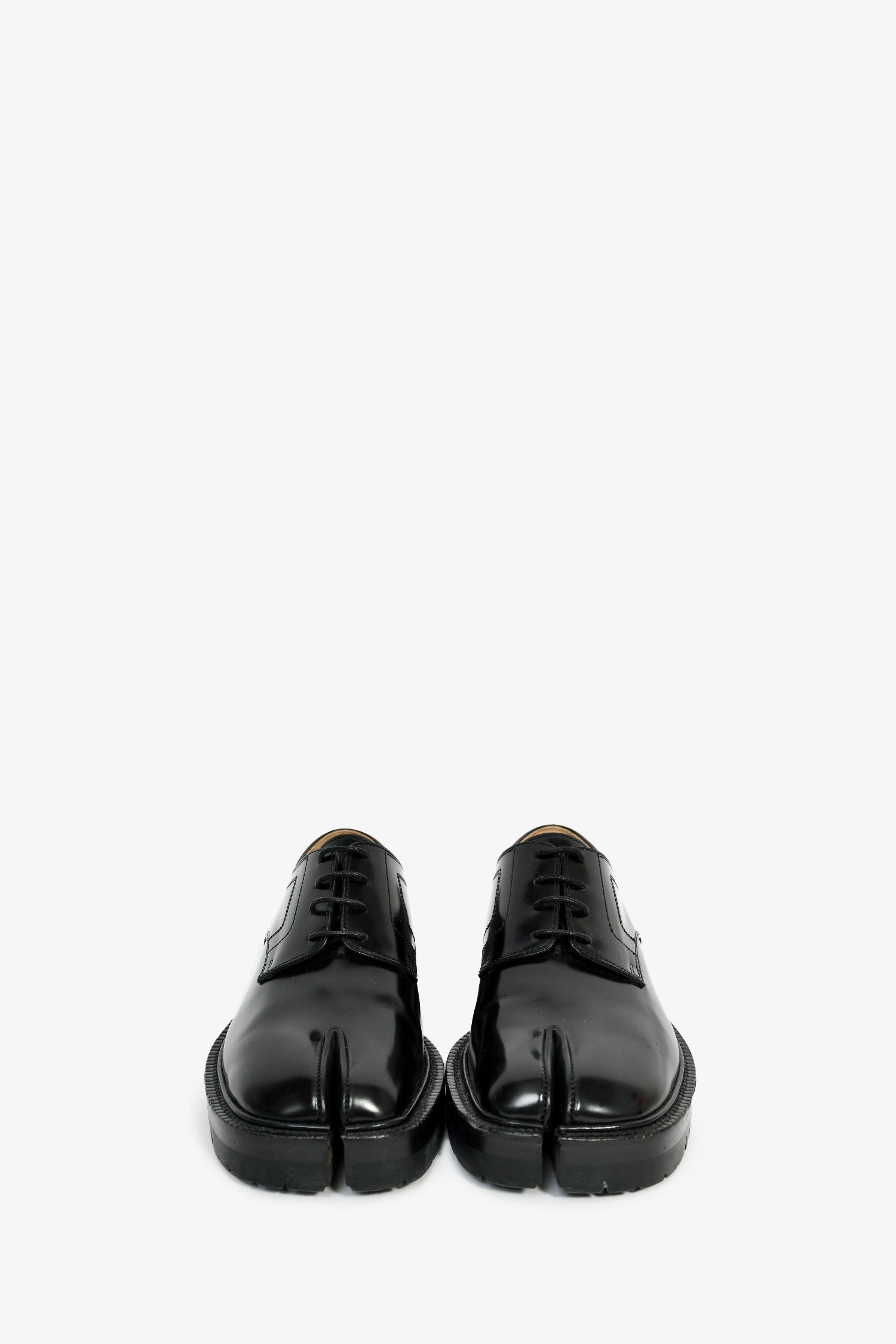 Maison Margiela Black Leather 'Tabi Lace Up Derby' Loafers