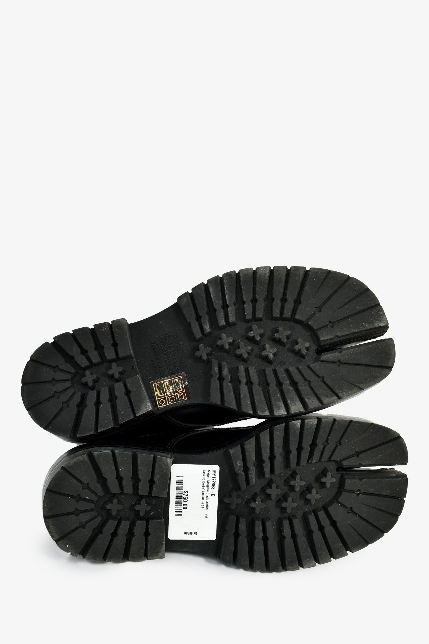 Maison Margiela Black Leather 'Tabi Lace Up Derby' Loafers