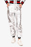 Pre-Loved Chanel™ Silver Calfskin CC Button Jogger Pants Size 34