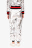 Pre-Loved Chanel™ Silver Calfskin CC Button Jogger Pants Size 34