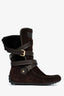 Louis Vuitton Brown Suede/Fur Moccasin Boots Size 37