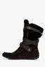 Louis Vuitton Brown Suede/Fur Moccasin Boots Size 37