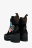 Louis Vuitton Brown/Black Monogram Patchwork Combat Boots Size 37.5