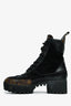 Louis Vuitton Brown/Black Monogram Patchwork Combat Boots Size 37.5