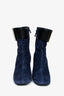 Roger Vivier Blue Suede Square Toe Buckle Ankle Boots Size 36.5
