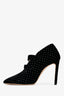 Jimmy Choo Black Velvet Embellished Buckle Stiletto Heels Size 37