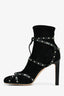 Jimmy Choo Black Suede 'Brianna 100' Embellished Ankle Boots Size 37.5