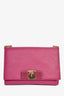Salvatore Ferragamo Magenta Leather Bow Bag On Chain