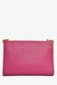 Salvatore Ferragamo Magenta Leather Bow Bag On Chain