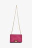 Salvatore Ferragamo Magenta Leather Bow Bag On Chain