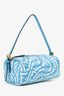 Fendi x Sarah Coleman Blue and White Mini FF Vertigo Top Handle Bag