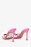 Amina Muaddi Pink Patent Leather Crystal Sandals Size 36