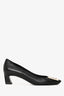 Roger Vivier Black Leather Buckle Detail Square Toe Heels Size 38