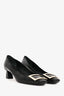 Roger Vivier Black Leather Buckle Detail Square Toe Heels Size 38