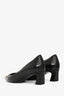 Roger Vivier Black Leather Buckle Detail Square Toe Heels Size 38