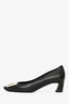 Roger Vivier Black Leather Buckle Detail Square Toe Heels Size 38