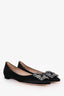 Manolo Blahnik Black Satin Hangisi Flats Size 38