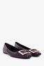 Roger Vivier Purple Leather Buckle Detail Square Toe Heels Size 38