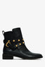 See by Chloe Black Leather Gold Studded Ankle Boots Size 38