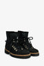 Ganni Black Nylon/Brushed Suede Combat Ankle Boots Size 38