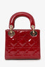 Christian Dior 2022 Red Patent Cannage Leather Mini Lady Dior