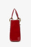 Christian Dior 2022 Red Patent Cannage Leather Mini Lady Dior