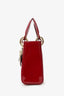 Christian Dior 2022 Red Patent Cannage Leather Mini Lady Dior