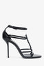 Saint Laurent Black Patent Leather Cassandra Strappy Sandals Size 38.5