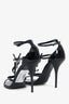 Saint Laurent Black Patent Leather Cassandra Strappy Sandals Size 38.5