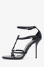 Saint Laurent Black Patent Leather Cassandra Strappy Sandals Size 38.5
