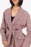 Maje Pink Plaid Wool Belted Blazer Size 42