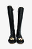Gucci Black Leather Faux Pearl/Crystal Embellished Knee High Riding Boot Size 37.5