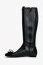 Gucci Black Leather Faux Pearl/Crystal Embellished Knee High Riding Boot Size 37.5