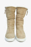 Prada Sport Light Taupe Suede Fur Lined Zippered Boots Size 37.5