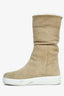 Prada Sport Light Taupe Suede Fur Lined Zippered Boots Size 37.5