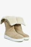 Prada Sport Light Taupe Suede Fur Lined Zippered Boots Size 37.5