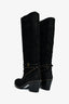 Miu Miu Black Suede Studded Knee High Boots Size 38