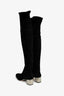 Miu Miu Black Suede Crystal Embellished Heel Knee High Boots Size 38