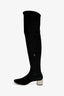 Miu Miu Black Suede Crystal Embellished Heel Knee High Boots Size 38