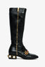 Gucci Black Leather Faux Pearl/Stud 'Peyton' Riding Boots Size 37