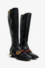 Gucci Black Leather Faux Pearl/Stud 'Peyton' Riding Boots Size 37