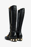 Gucci Black Leather Faux Pearl/Stud 'Peyton' Riding Boots Size 37