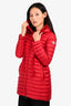 Moncler Red Down Light Puffer 'Barbelfur' Fur Lined Jacket Size 0