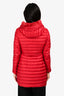 Moncler Red Down Light Puffer 'Barbelfur' Fur Lined Jacket Size 0
