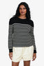 Saint Laurent Black/White Wool Striped Sweater Size S