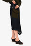 Sacai Dark Denim Green Wool Panel Midi Skirt Size 2