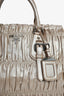 Prada Gold Metallic Nappa Gaufre Leather Top Handle Bag With Strap