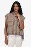 Sacai Taupe Denim Pleated Back Shirt Vest Size 3