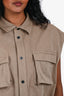 Sacai Taupe Denim Pleated Back Shirt Vest Size 3