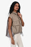 Sacai Taupe Denim Pleated Back Shirt Vest Size 3